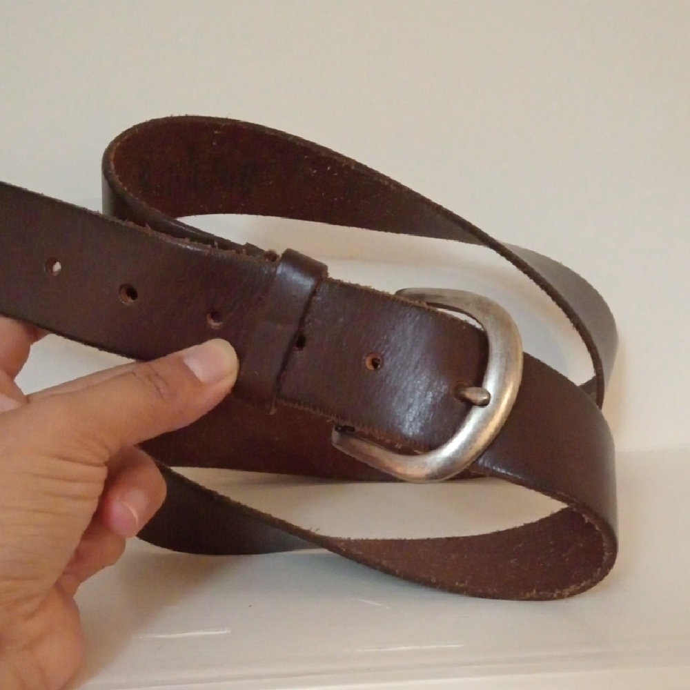 American Eagle Outfitters Brown Leather Belt with Silver Buckle
